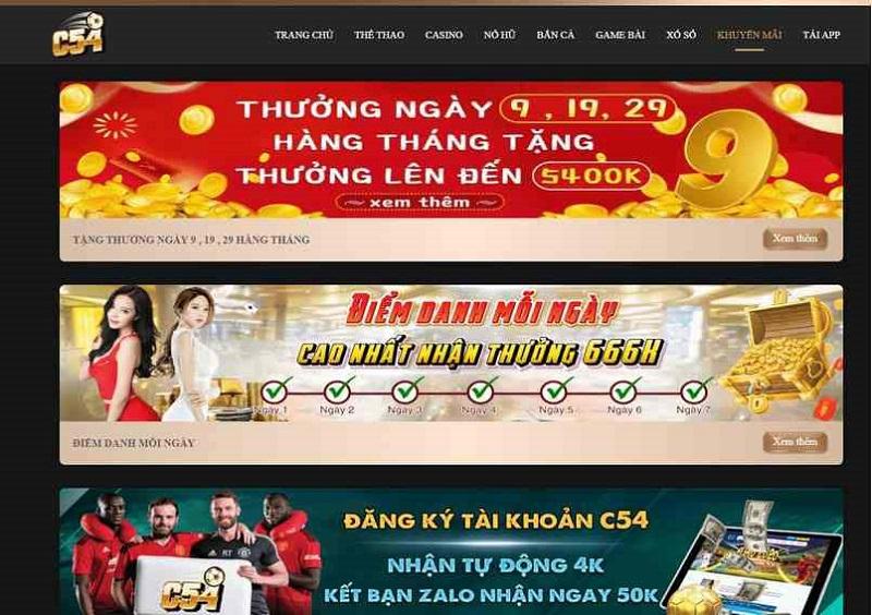 Người chơi sẽ được trải nghiệm bốc quà tại nhà cái c54